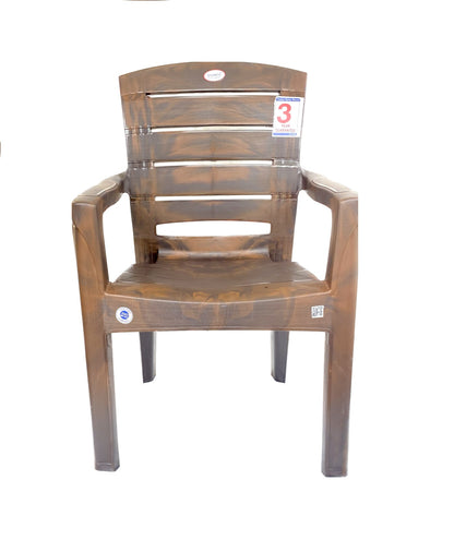 EVEREST Roma Series Outdoor Plastic Chair Set (Wooden Brown)