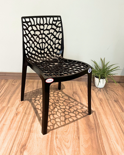 EVEREST Web Series Outdoor Garden/Cafe Plastic Chair Set- Pitch Black Colour