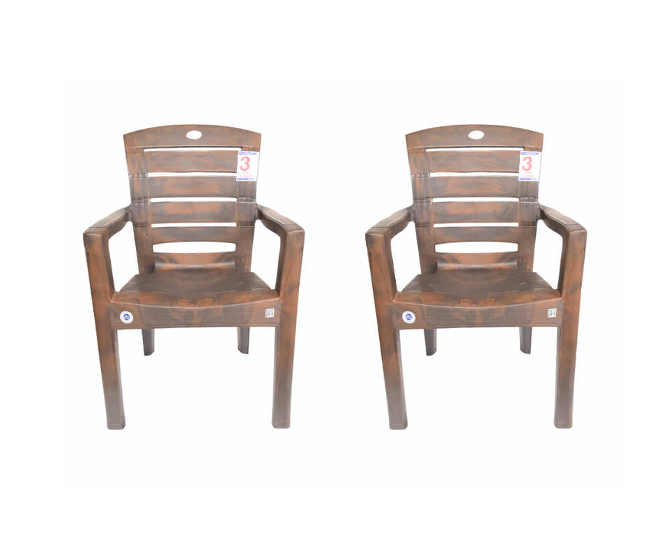 EVEREST Roma Series Outdoor Plastic Chair Set (Wooden Brown)