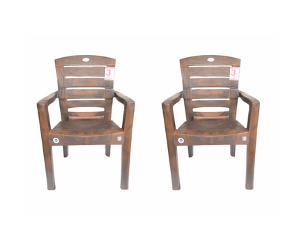 EVEREST Roma Series Outdoor Plastic Chair Set (Wooden Brown)