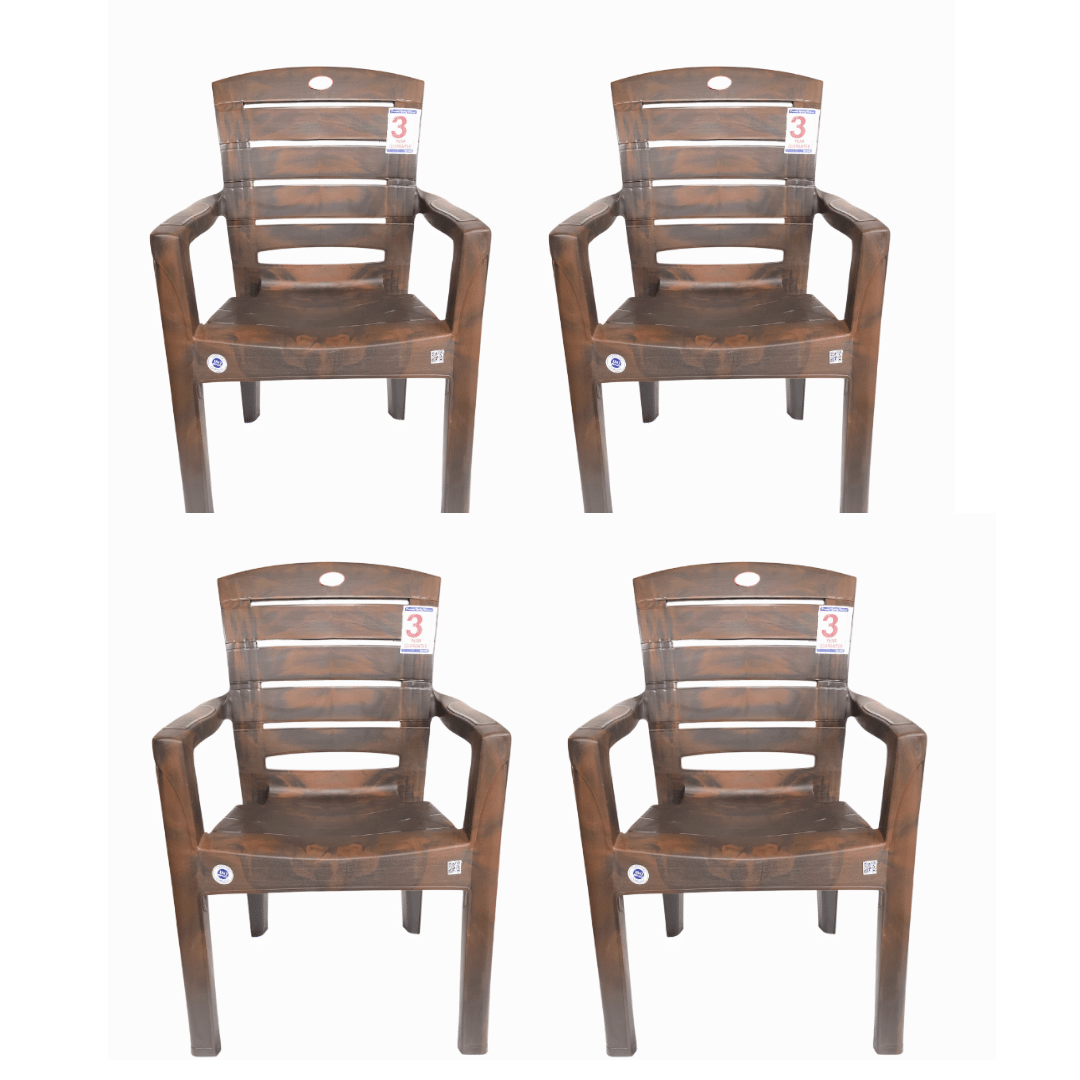 EVEREST Roma Series Outdoor Plastic Chair Set (Wooden Brown)