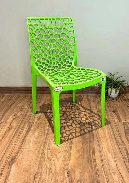 EVEREST Web Series Outdoor Garden/Cafe Plastic Chair Set- Green Colour