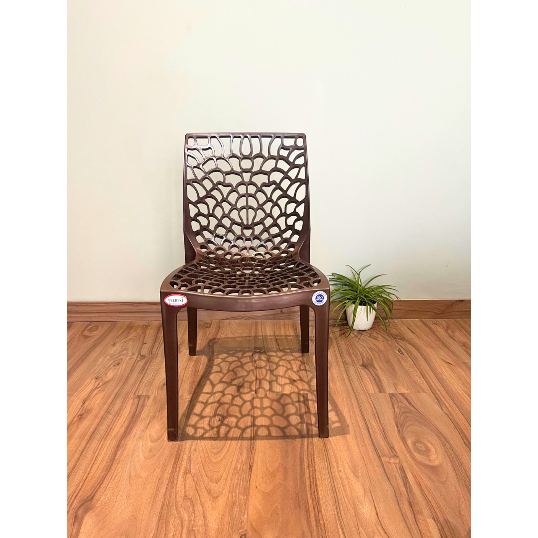 EVEREST Web Series Outdoor Garden/Cafe Plastic Chair Set- Chocolate Brown Colour