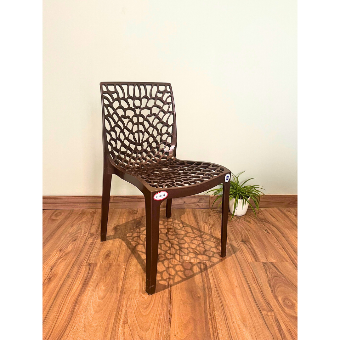 EVEREST Web Series Outdoor Garden/Cafe Plastic Chair Set- Chocolate Brown Colour