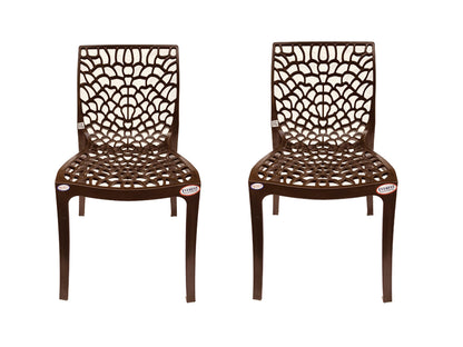 EVEREST Web Series Outdoor Garden/Cafe Plastic Chair Set- Chocolate Brown Colour