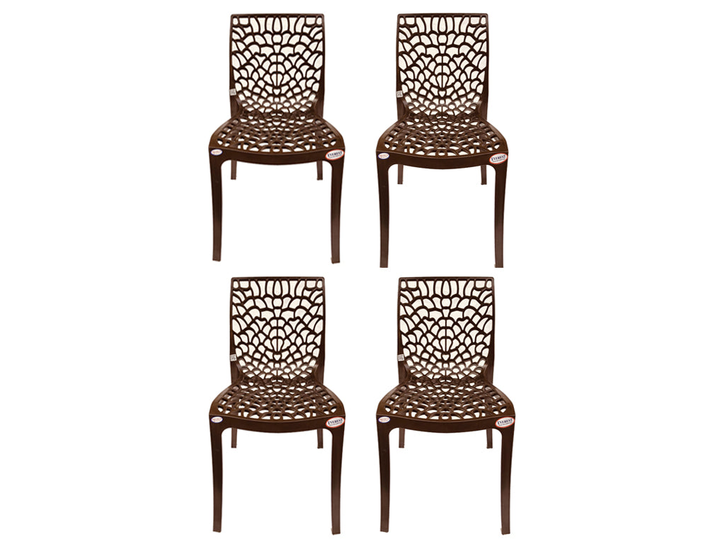 EVEREST Web Series Outdoor Garden/Cafe Plastic Chair Set- Chocolate Brown Colour