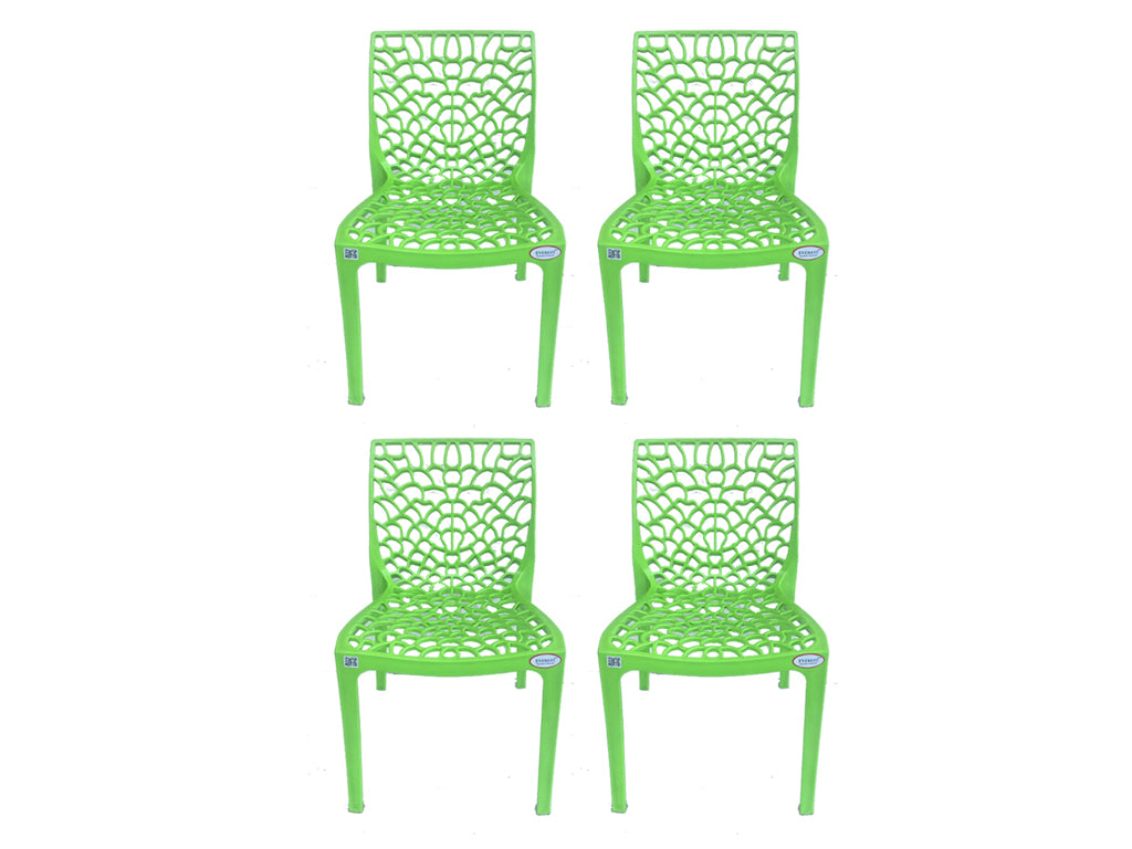 EVEREST Web Series Outdoor Garden/Cafe Plastic Chair Set- Green Colour