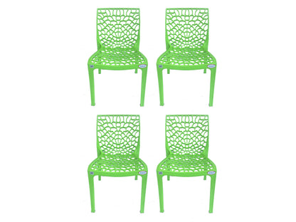 EVEREST Web Series Outdoor Garden/Cafe Plastic Chair Set- Green Colour