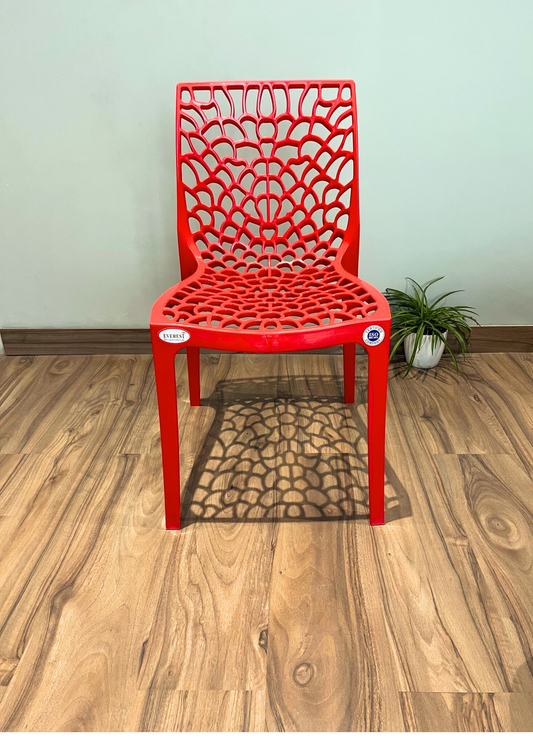 EVEREST Web Series Outdoor Garden/Cafe Plastic Chair Set- Red Colour