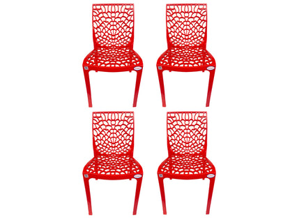 EVEREST Web Series Outdoor Garden/Cafe Plastic Chair Set- Red Colour