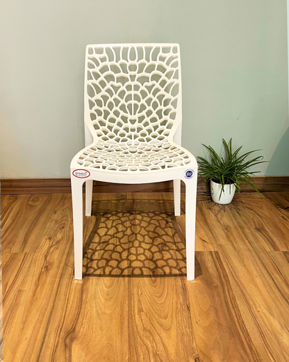 EVEREST Web Series Outdoor Garden/Cafe Plastic Chair (Set of 2 Pieces) -White Colour